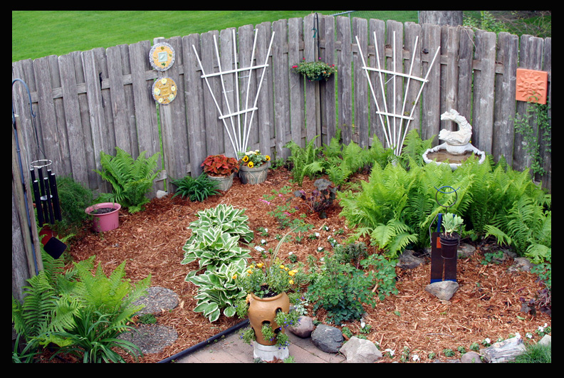 MOMS GARDEN VIEWED FROM HER PATIO