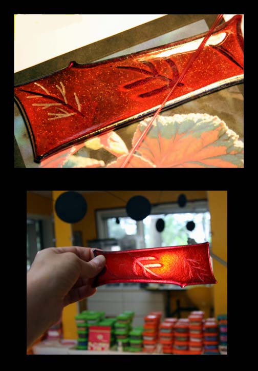 Angel Wing begonia test swatch after 2 firings in kiln