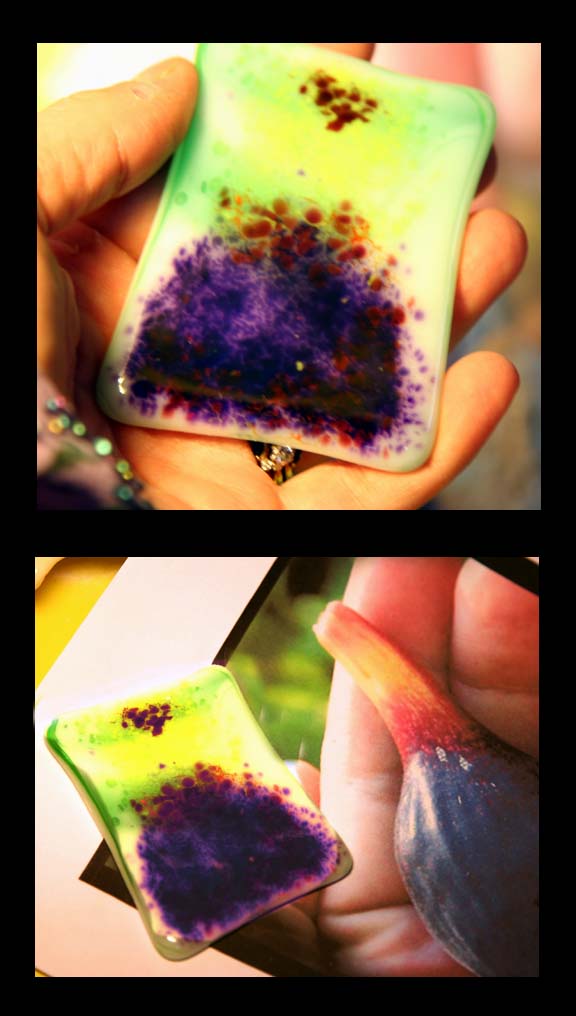The fig glass in the first stages on the way to becoming a pendant