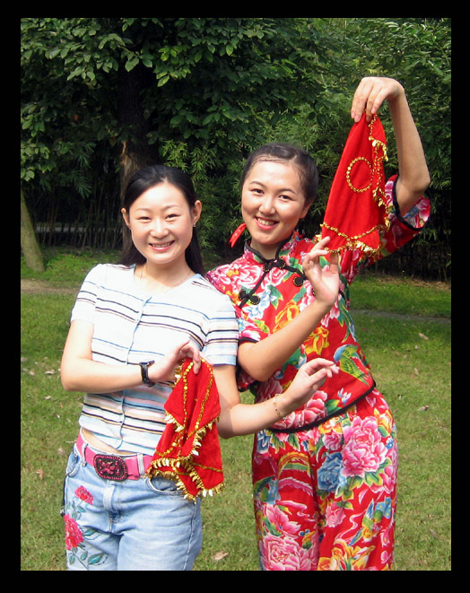 Helen in costume with friend