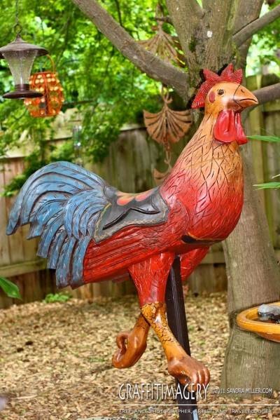 A vintage rooster carousel animal my garden helper brought me!